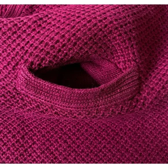 Gap Sweater Womens Large Deep Magenta Heavy Knit V Neck 80s Vintage