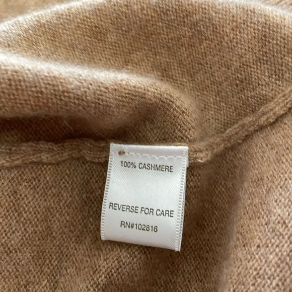 Garnet Hill 100% Cashmere Turtleneck Sweater Size Small Tan SOFT