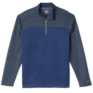 GH Bass & Co Men's UPF 50 Quarter Zip Sweatshirt Mood Indigo Heather HTR