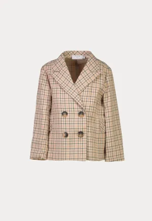 Girls Double Breasted Plaid Blazer