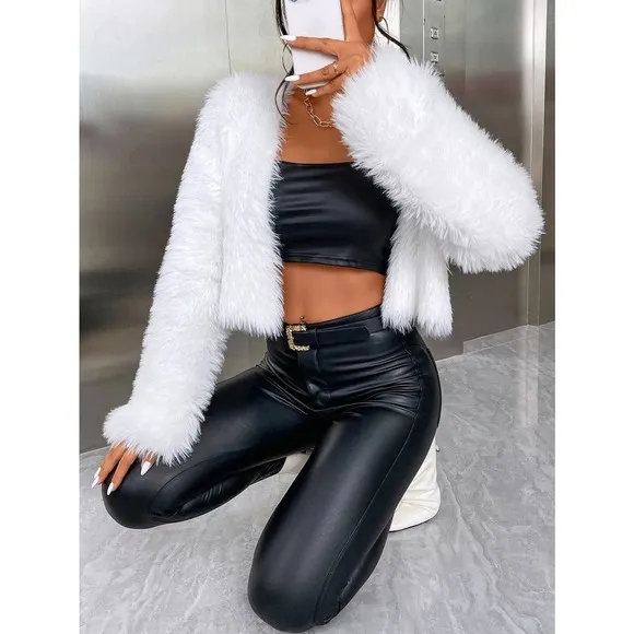 Glam prom bridesmaid Fluffy Knit faux fur teddy Cardigan sweater