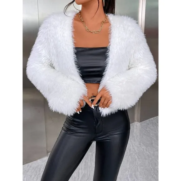 Glam prom bridesmaid Fluffy Knit faux fur teddy Cardigan sweater