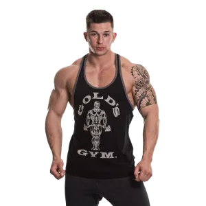 Golds Gym Muscle Joe Contrast Stringer - Black/Grey Marl