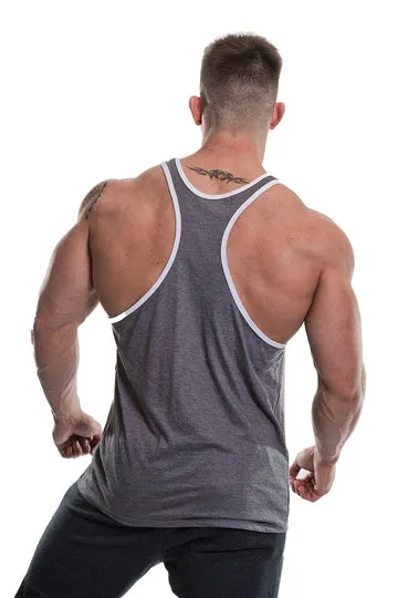Golds Gym Muscle Joe Contrast Stringer - Grey/White