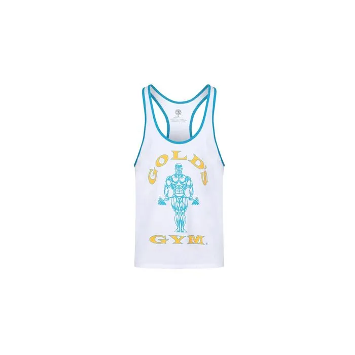 Golds Gym Muscle Joe Contrast Stringer - White/Turquoise
