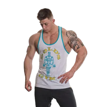 Golds Gym Muscle Joe Contrast Stringer - White/Turquoise