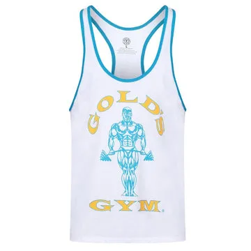 Golds Gym Muscle Joe Contrast Stringer - White/Turquoise