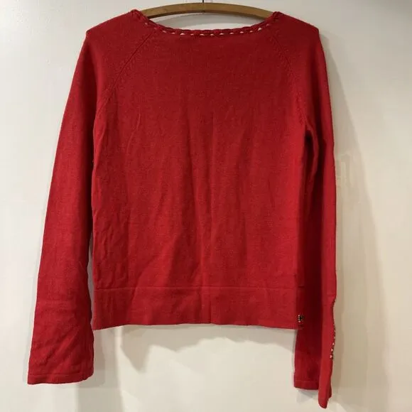 Gorgeous! Vintage Anthropologie Sleeping on Snow Nordic Sweater Red Small