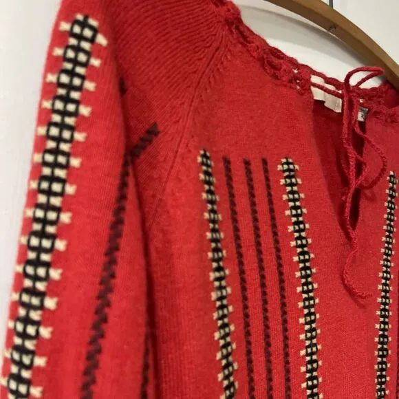 Gorgeous! Vintage Anthropologie Sleeping on Snow Nordic Sweater Red Small