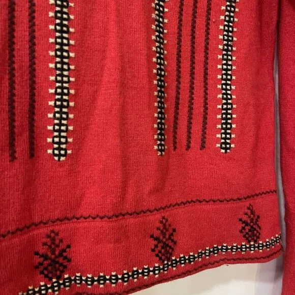 Gorgeous! Vintage Anthropologie Sleeping on Snow Nordic Sweater Red Small