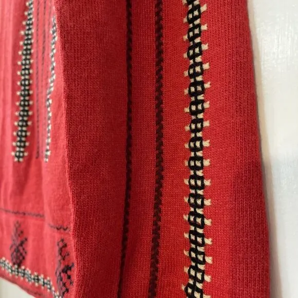 Gorgeous! Vintage Anthropologie Sleeping on Snow Nordic Sweater Red Small