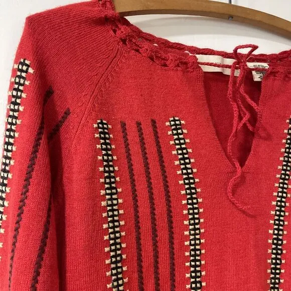 Gorgeous! Vintage Anthropologie Sleeping on Snow Nordic Sweater Red Small