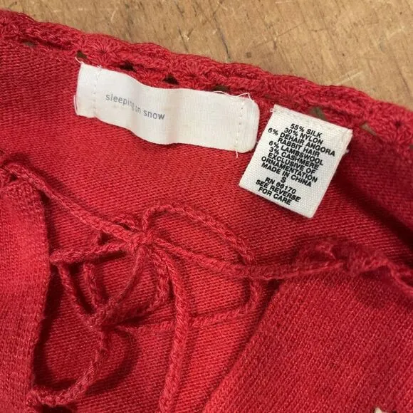 Gorgeous! Vintage Anthropologie Sleeping on Snow Nordic Sweater Red Small