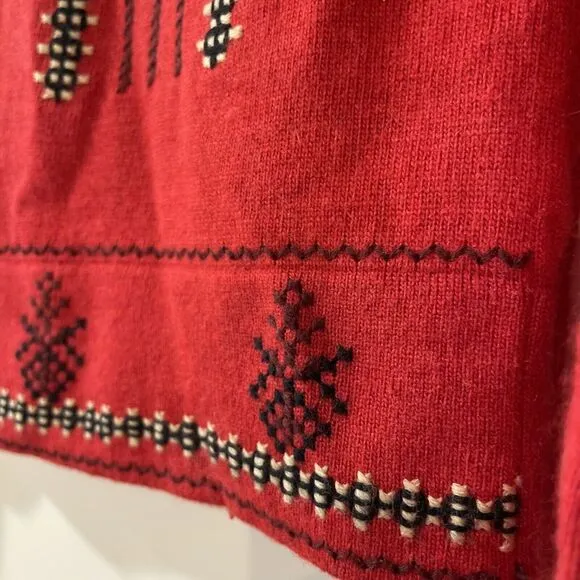 Gorgeous! Vintage Anthropologie Sleeping on Snow Nordic Sweater Red Small