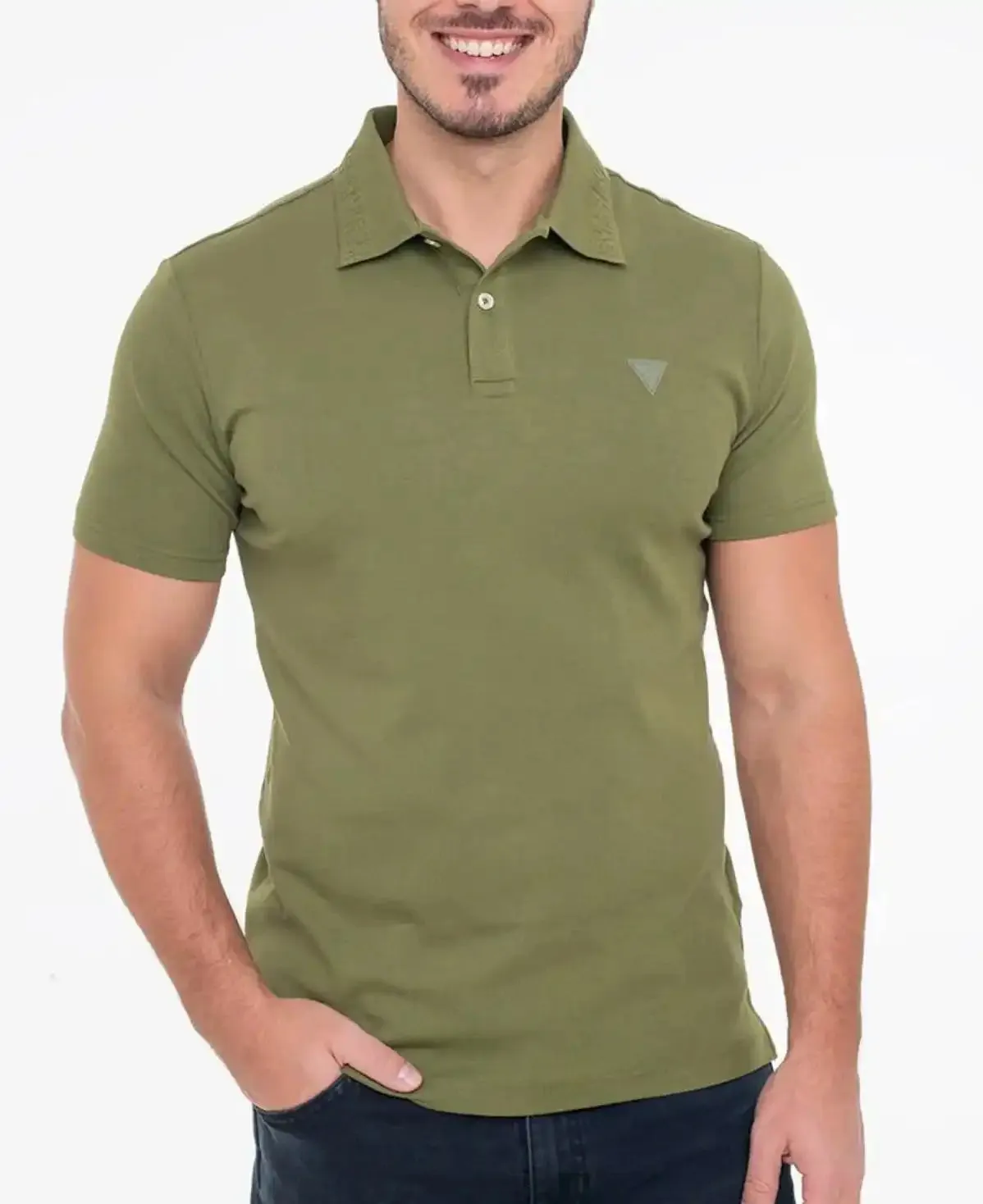 Guess Men's Nolan SS Polo Shirt Green Stone