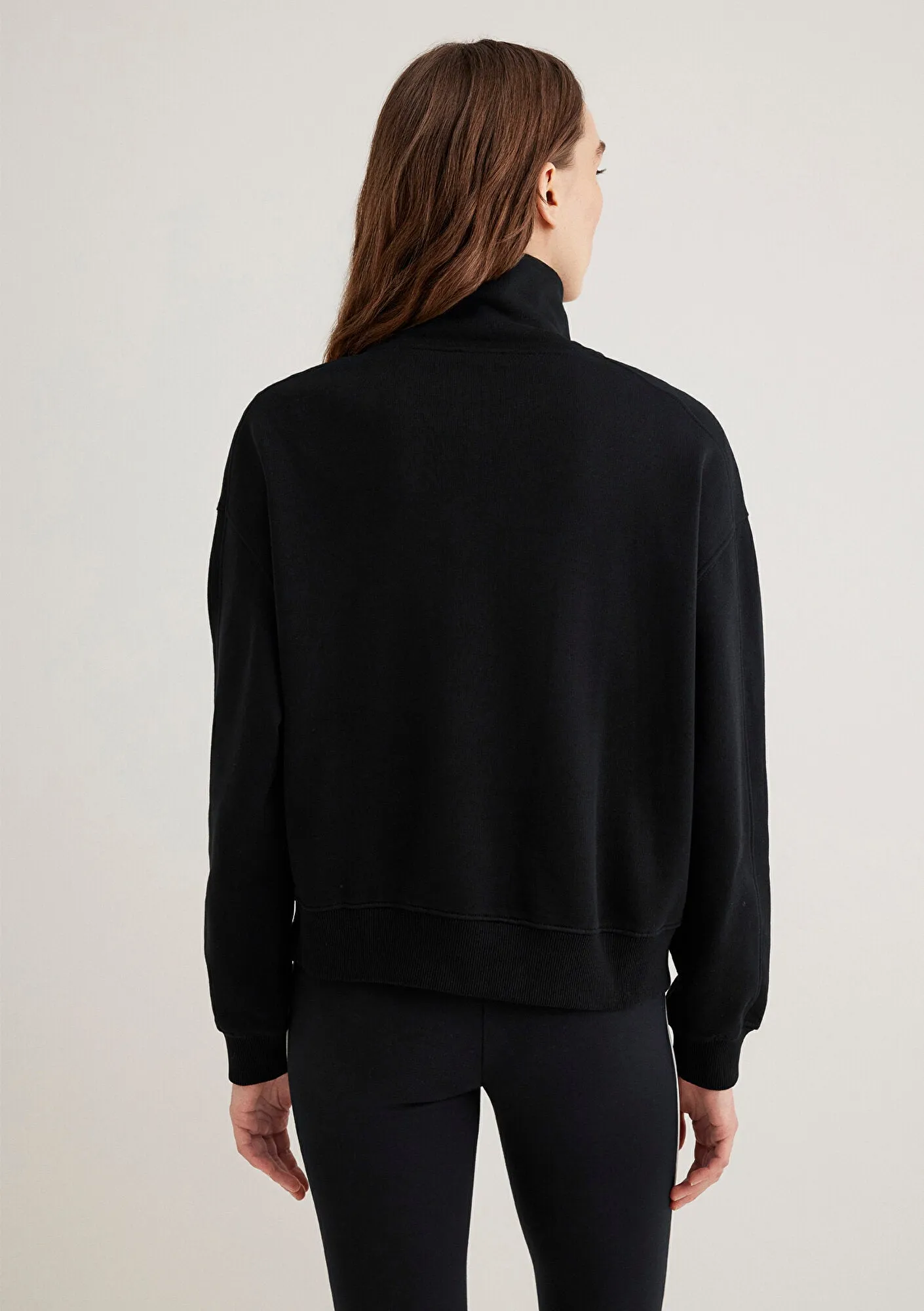 Half Zip Black Basic Sweatshirt