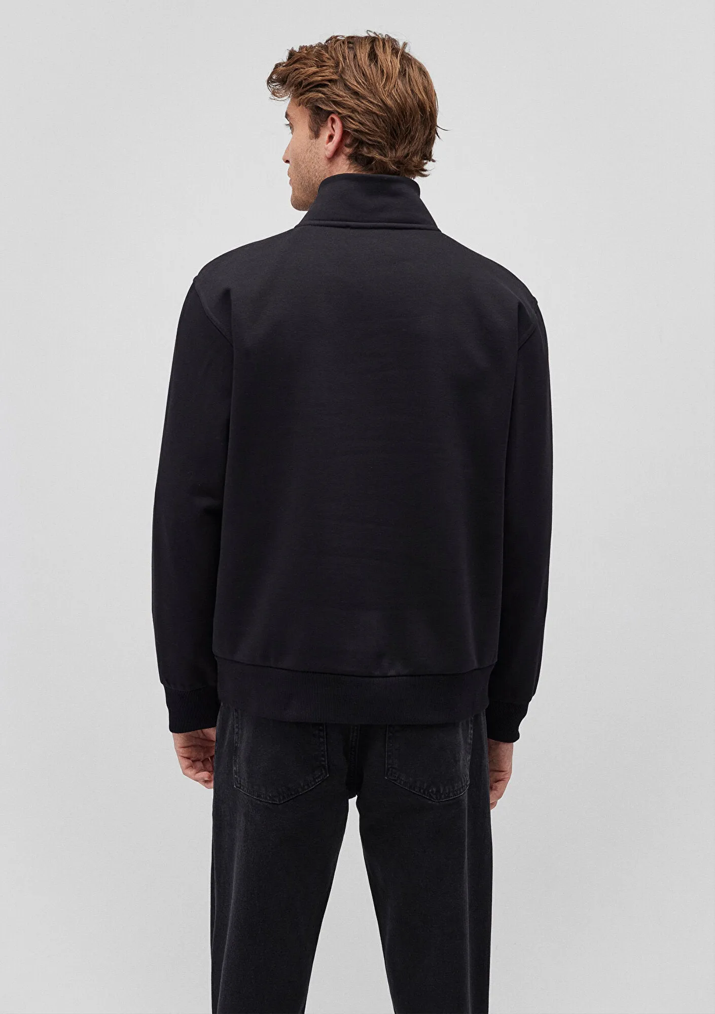 Half Zip Black Basic Sweatshirt