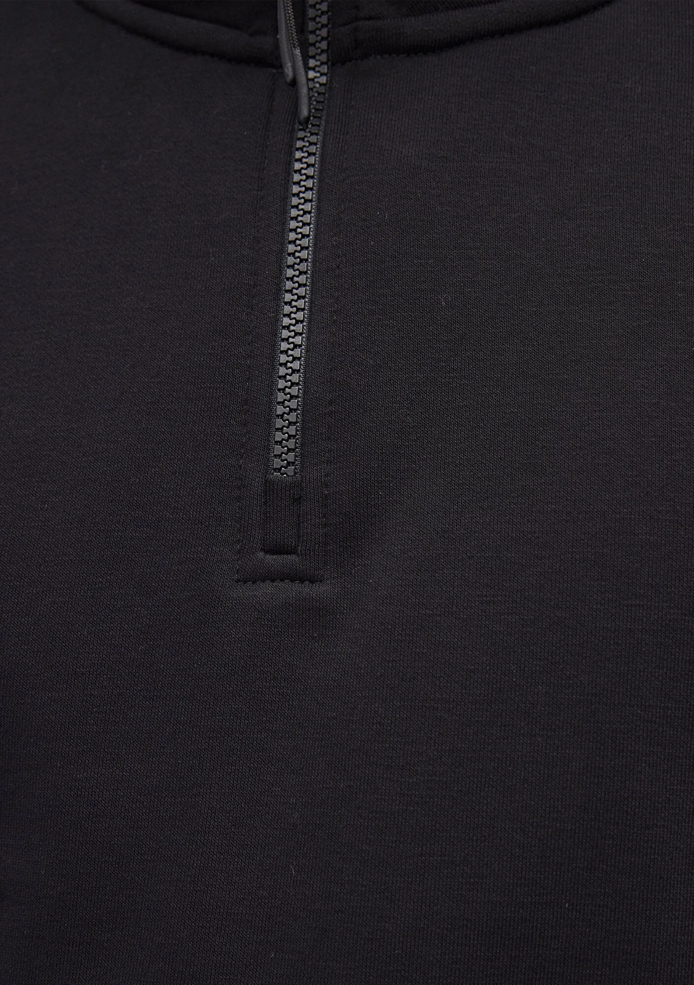 Half Zip Black Basic Sweatshirt