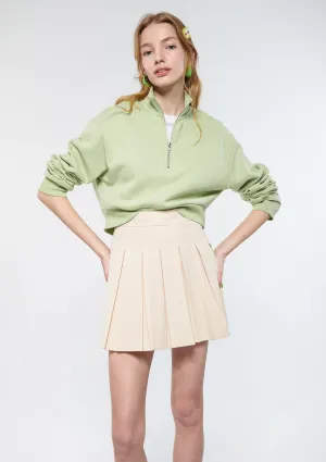 Half Zip Green Crop Sweatshirt
