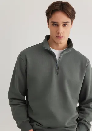 Half Zip Green Sweatshirt