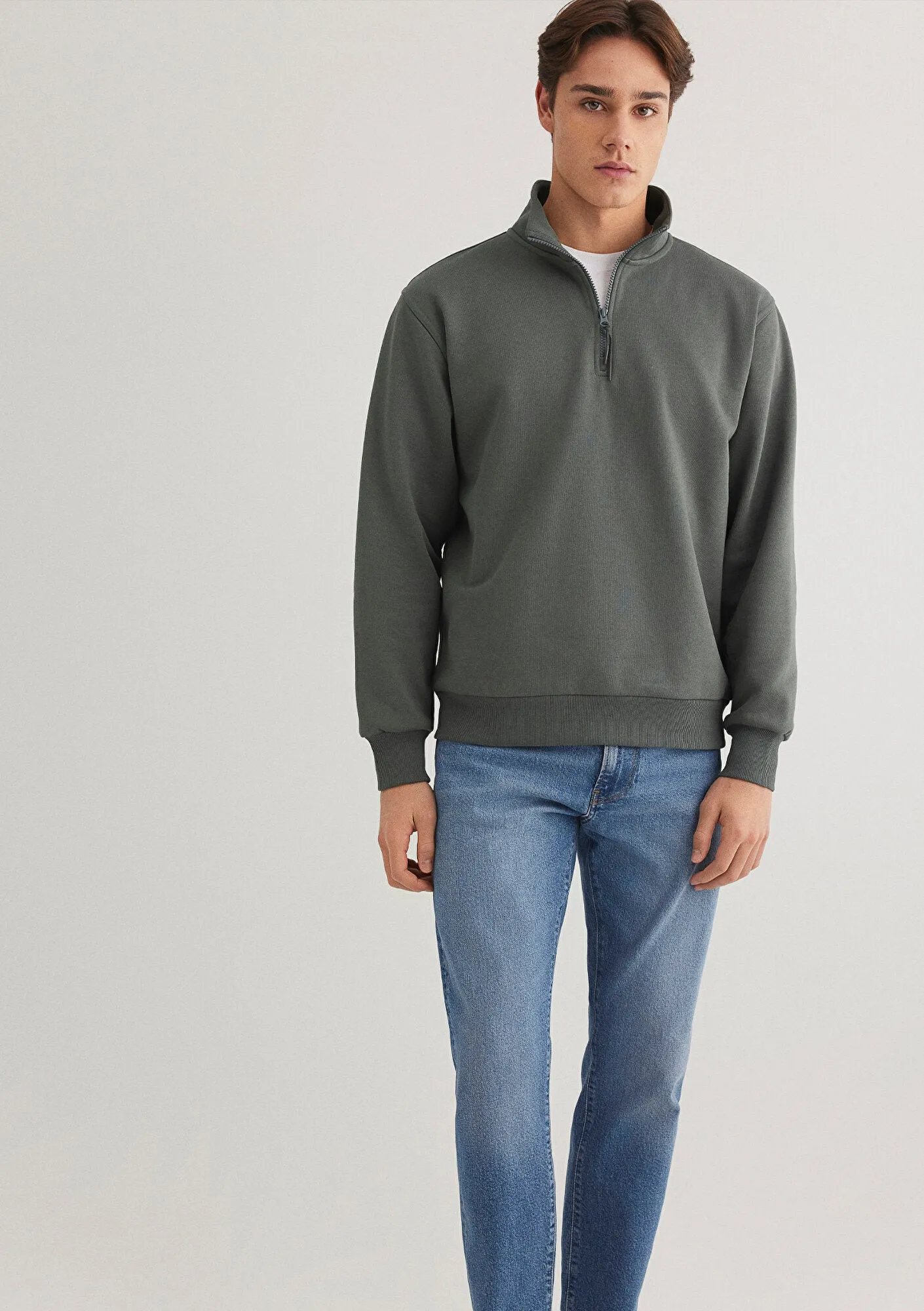 Half Zip Green Sweatshirt
