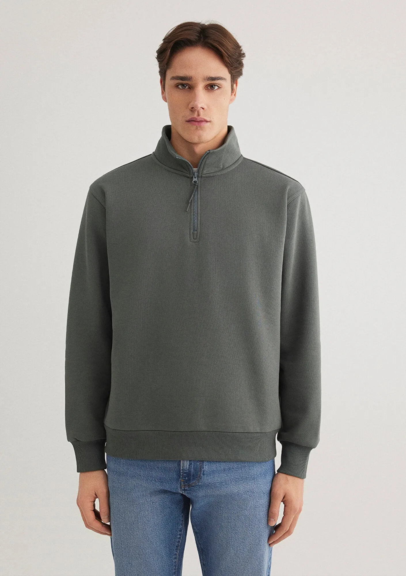 Half Zip Green Sweatshirt