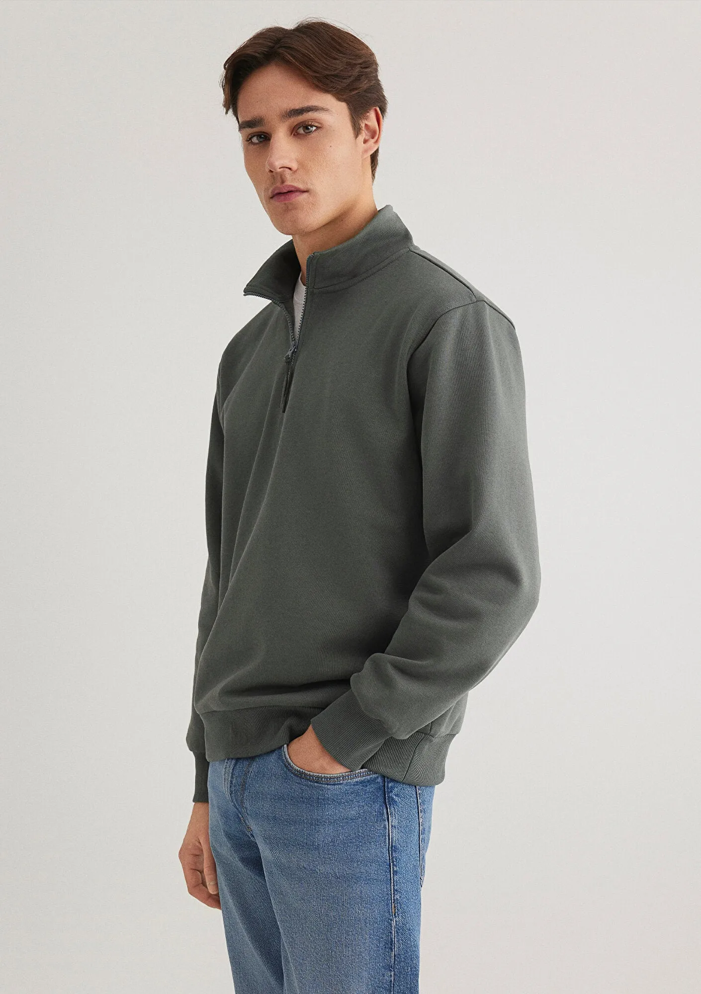Half Zip Green Sweatshirt