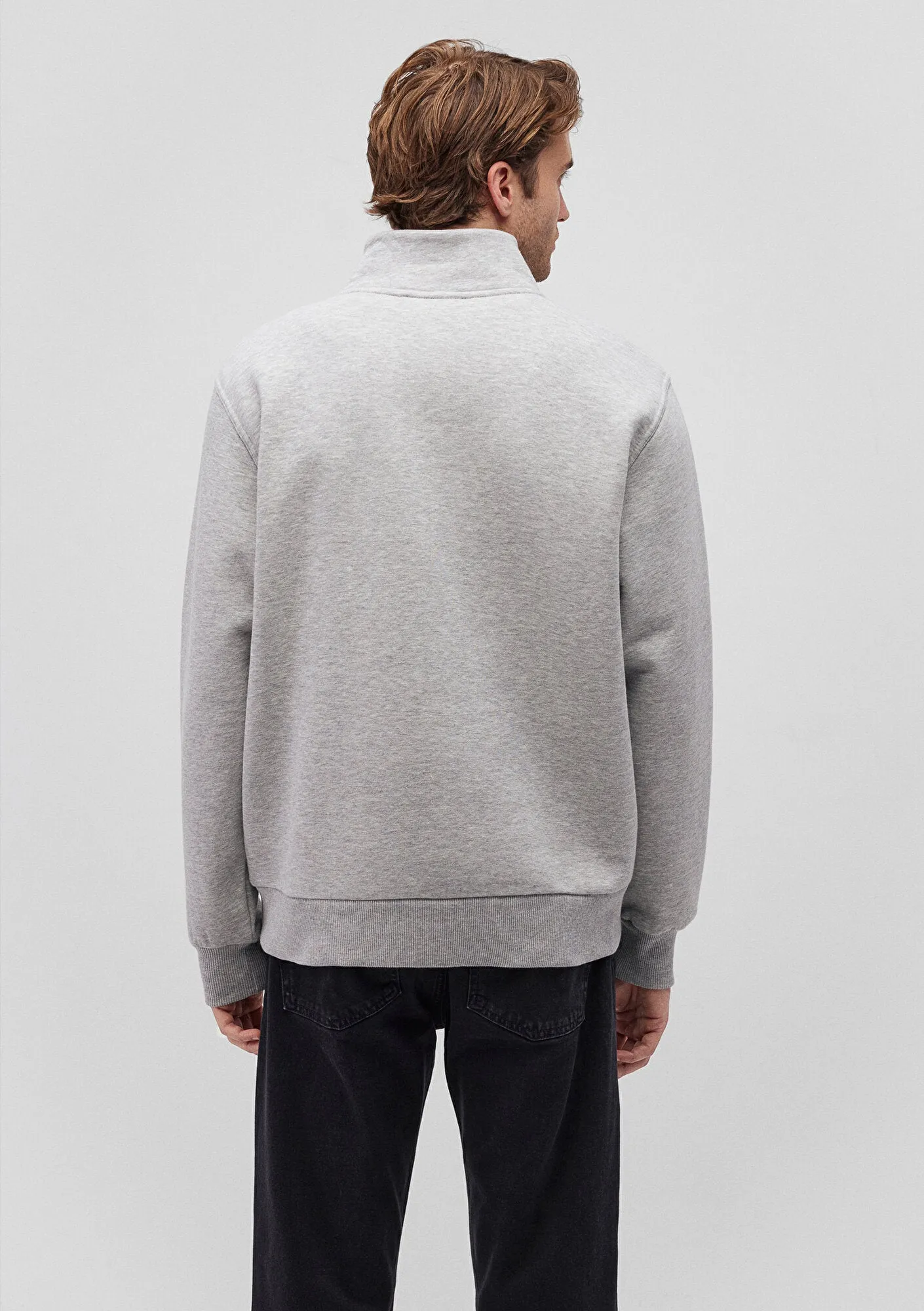 Half Zip Grey Basic Sweatshirt