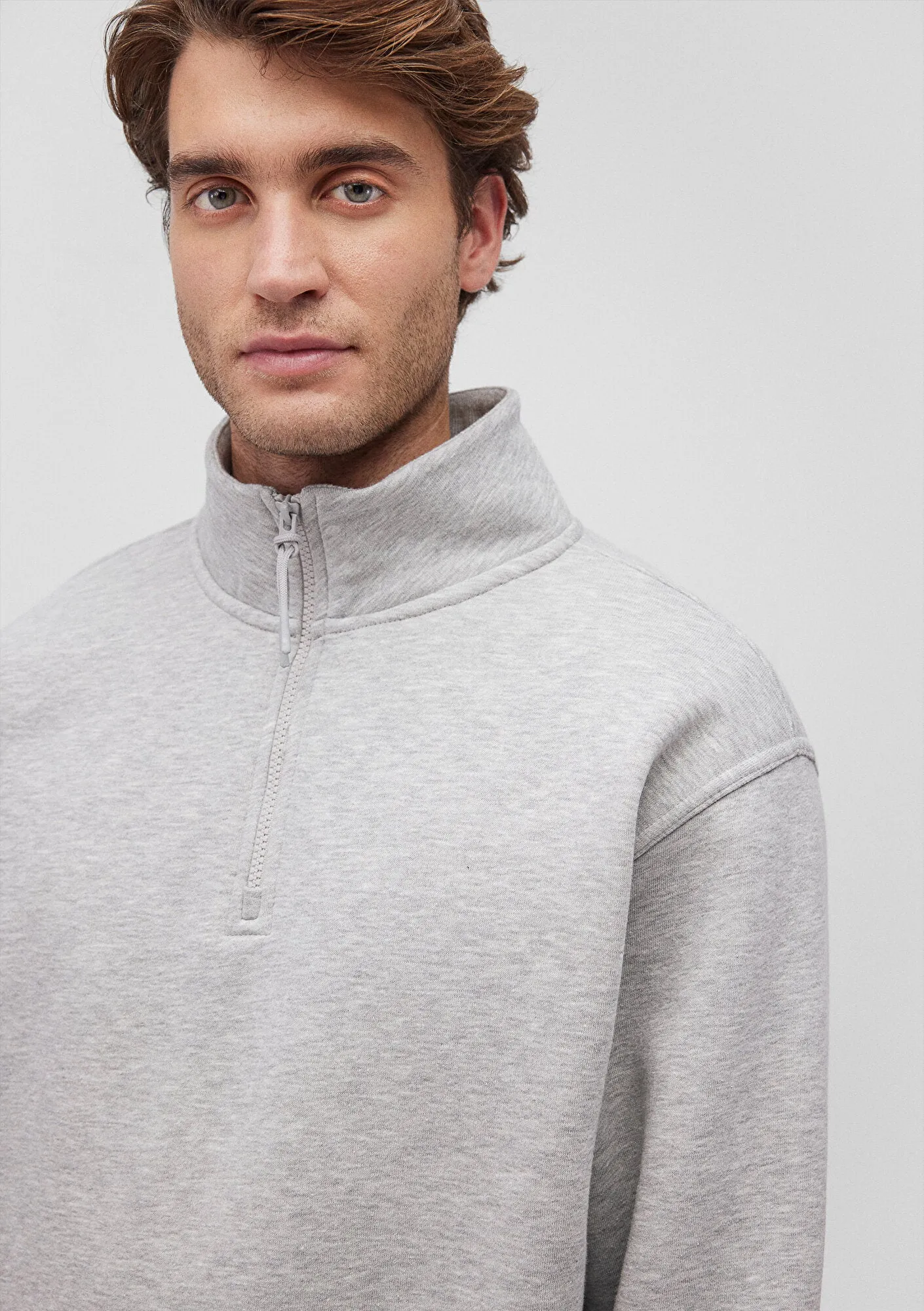 Half Zip Grey Basic Sweatshirt