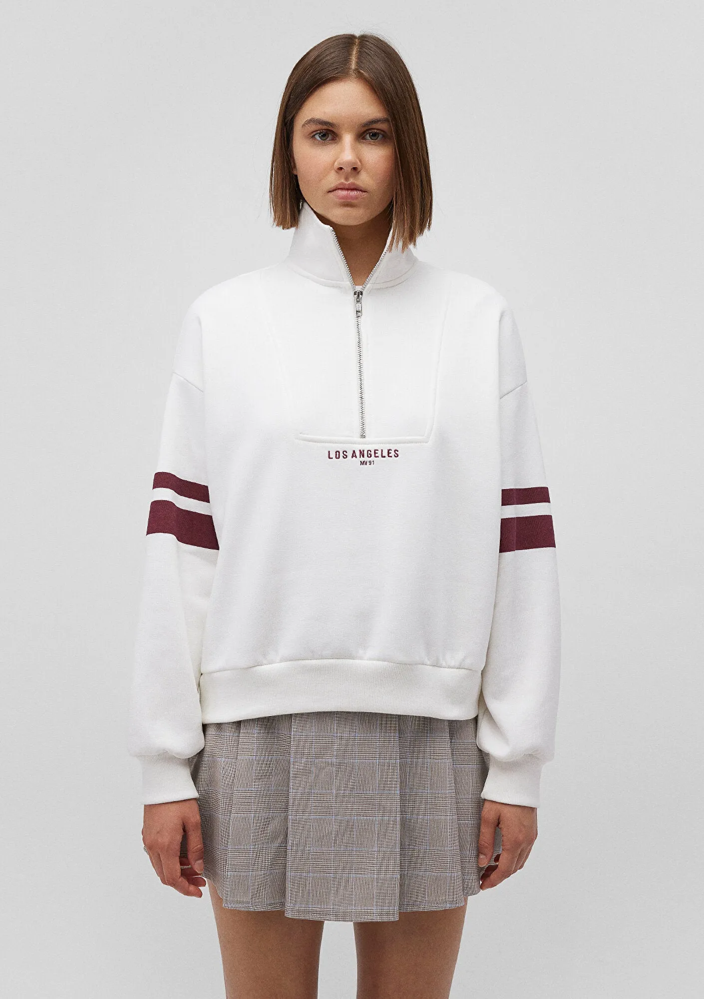 Half Zip White Sweatshirt