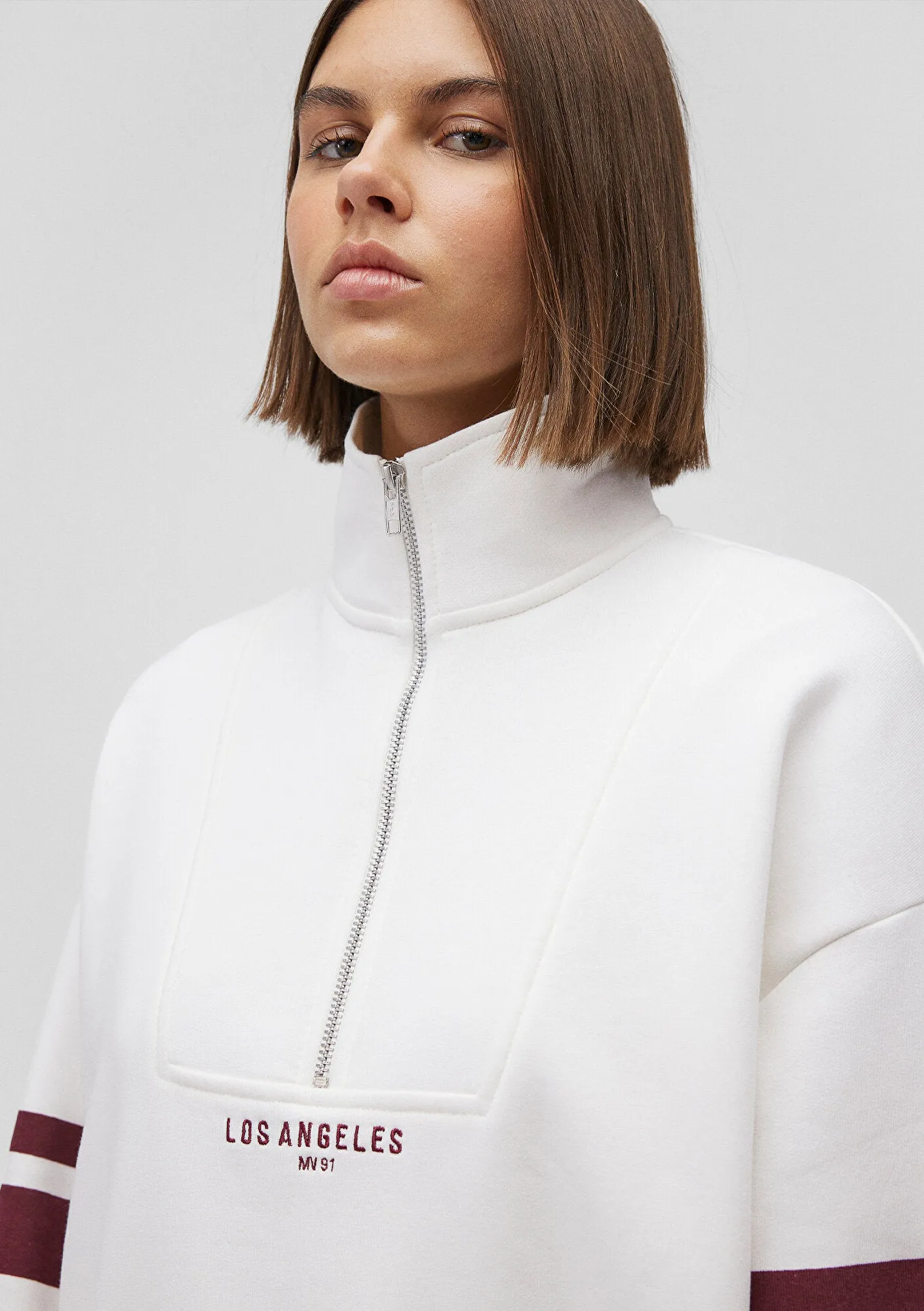 Half Zip White Sweatshirt