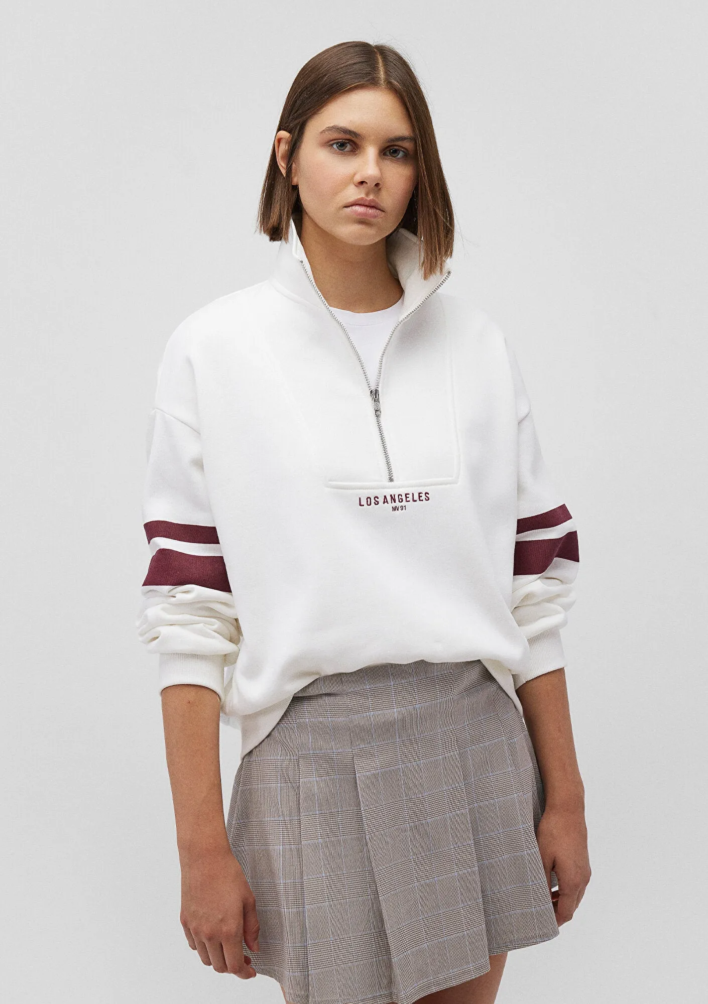 Half Zip White Sweatshirt