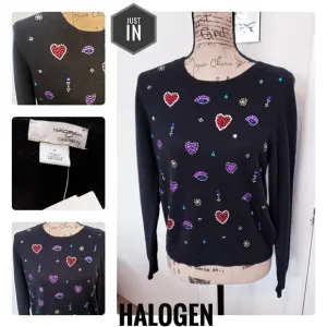 🆕️Halogen Cashmere Rhinestone Sweater Size Small