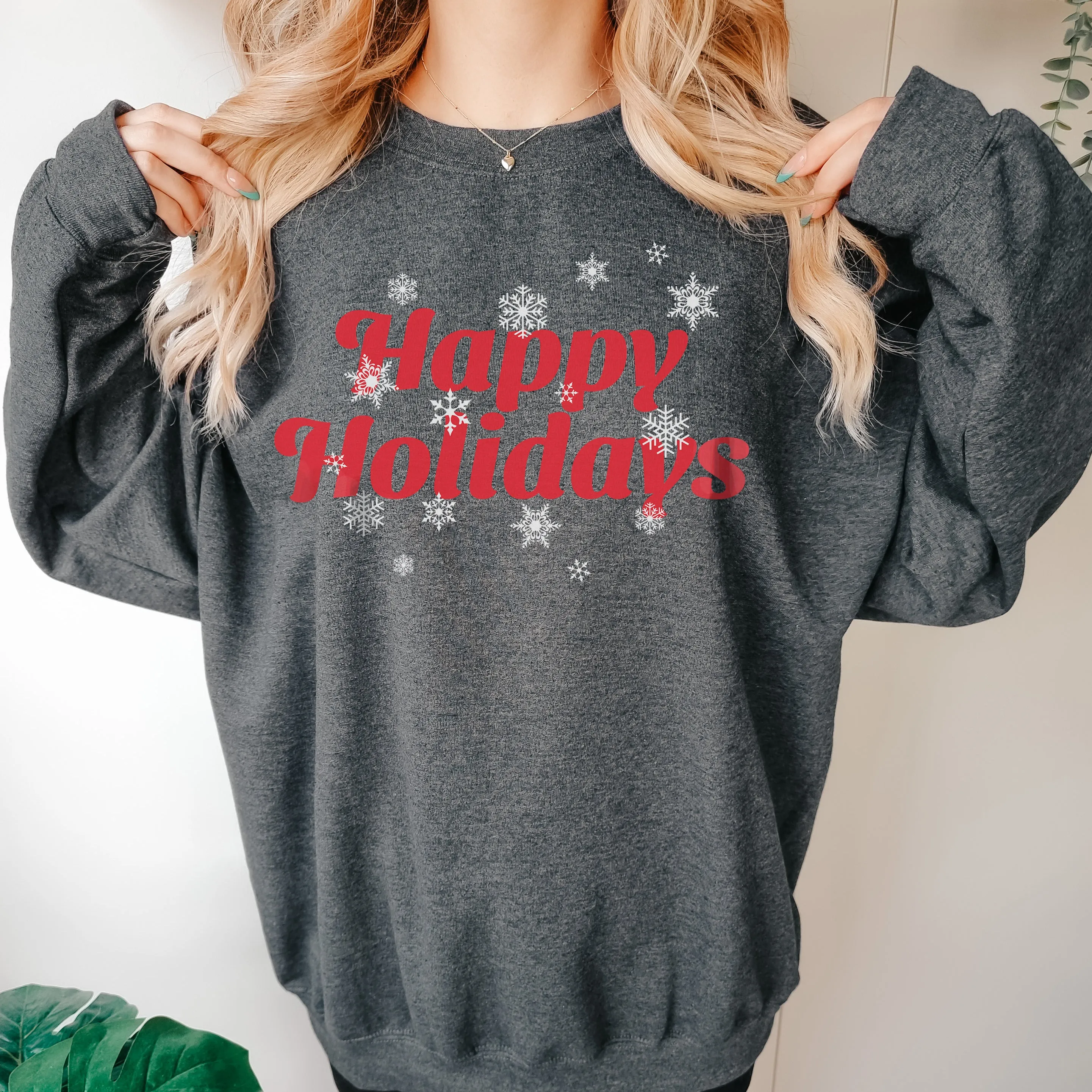 HAPPY HOLIDAYS SNOWFLAKE CREWNECK SWEATSHIRT | CHRISTMAS