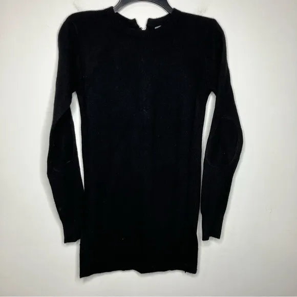 Hayden 100% cashmere back zip long sleeve sweater black size XS