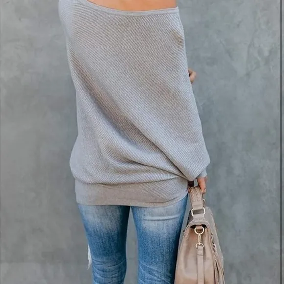 Heather Gray Off-the-Shoulder Sweater