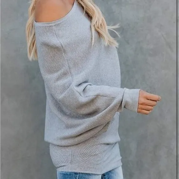 Heather Gray Off-the-Shoulder Sweater