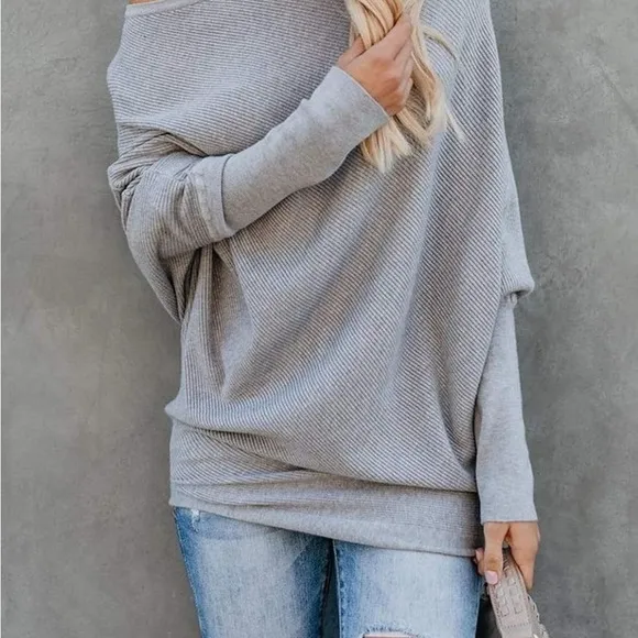 Heather Gray Off-the-Shoulder Sweater