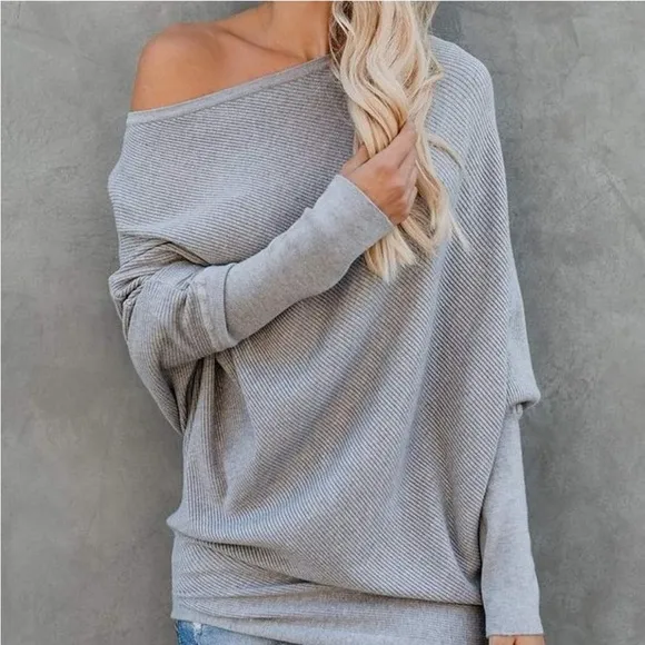 Heather Gray Off-the-Shoulder Sweater