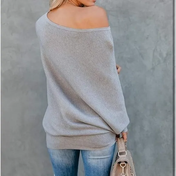 Heather Gray Off-the-Shoulder Sweater