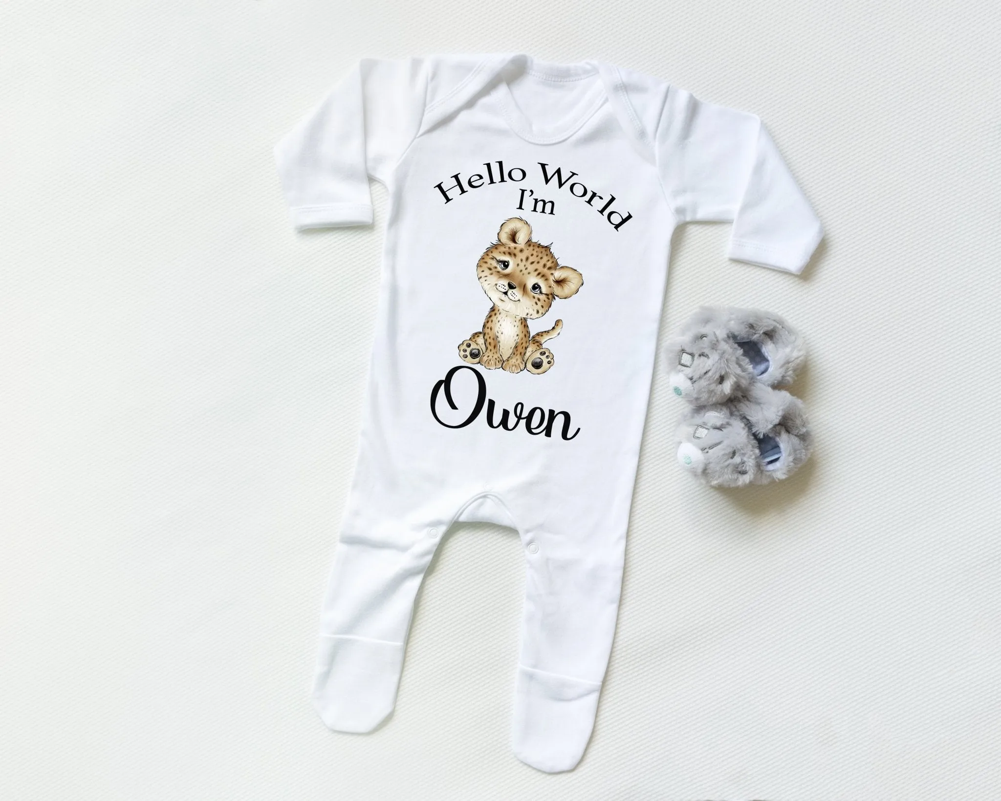 Hello World Leopard Boy - Sleepsuit