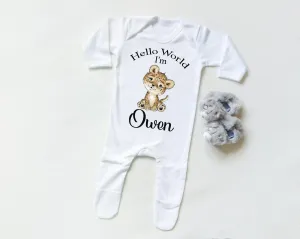 Hello World Leopard Boy - Sleepsuit