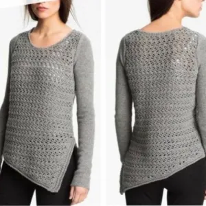 Helmut Lang - Wool   Cashmere Crochet Knit Asymmetric Pullover - Medium