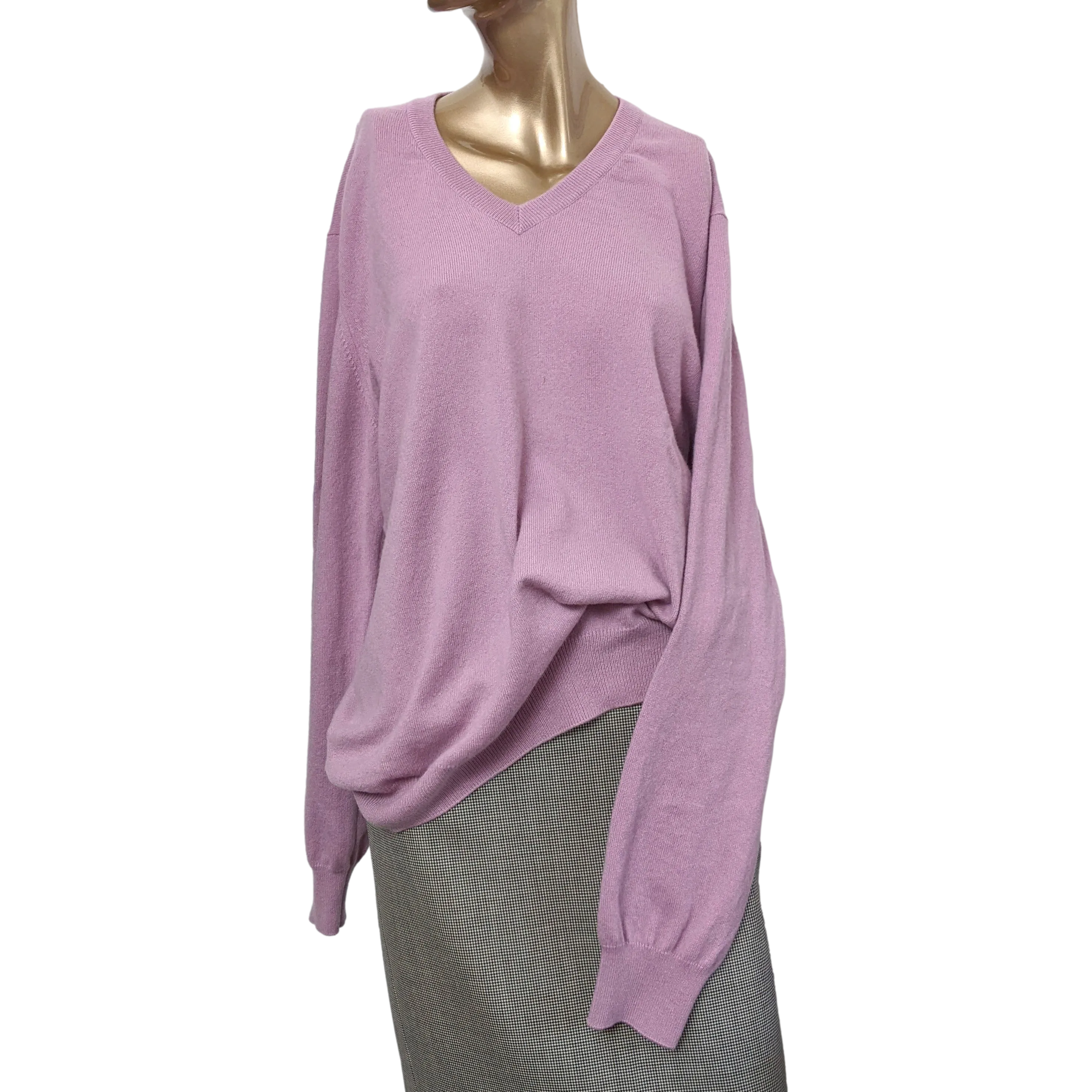 Hermes Men's Lilas 100% Cashmere Classic V-Neck Sweater SzXXL