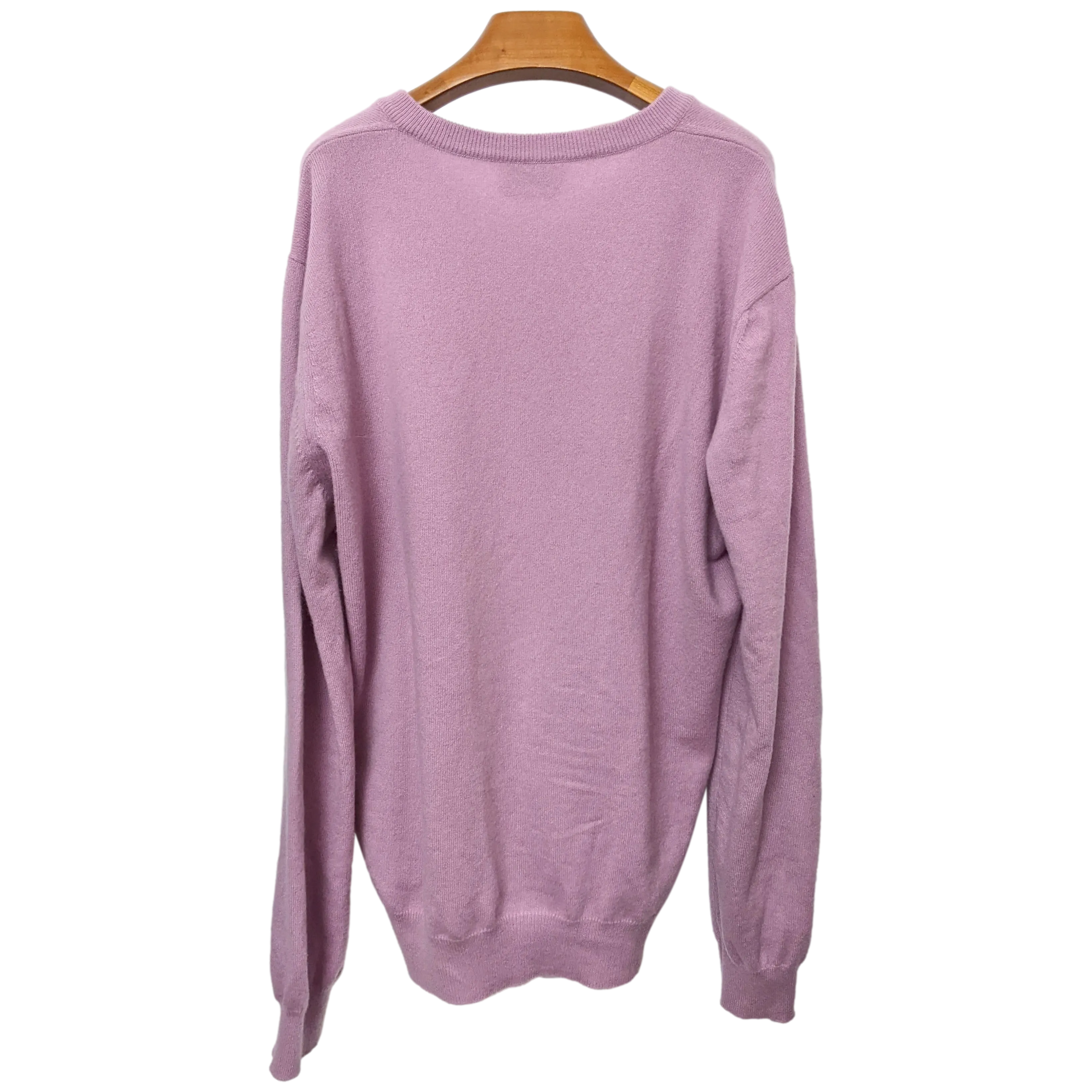 Hermes Men's Lilas 100% Cashmere Classic V-Neck Sweater SzXXL