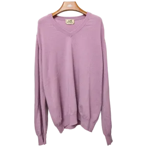Hermes Men's Lilas 100% Cashmere Classic V-Neck Sweater SzXXL