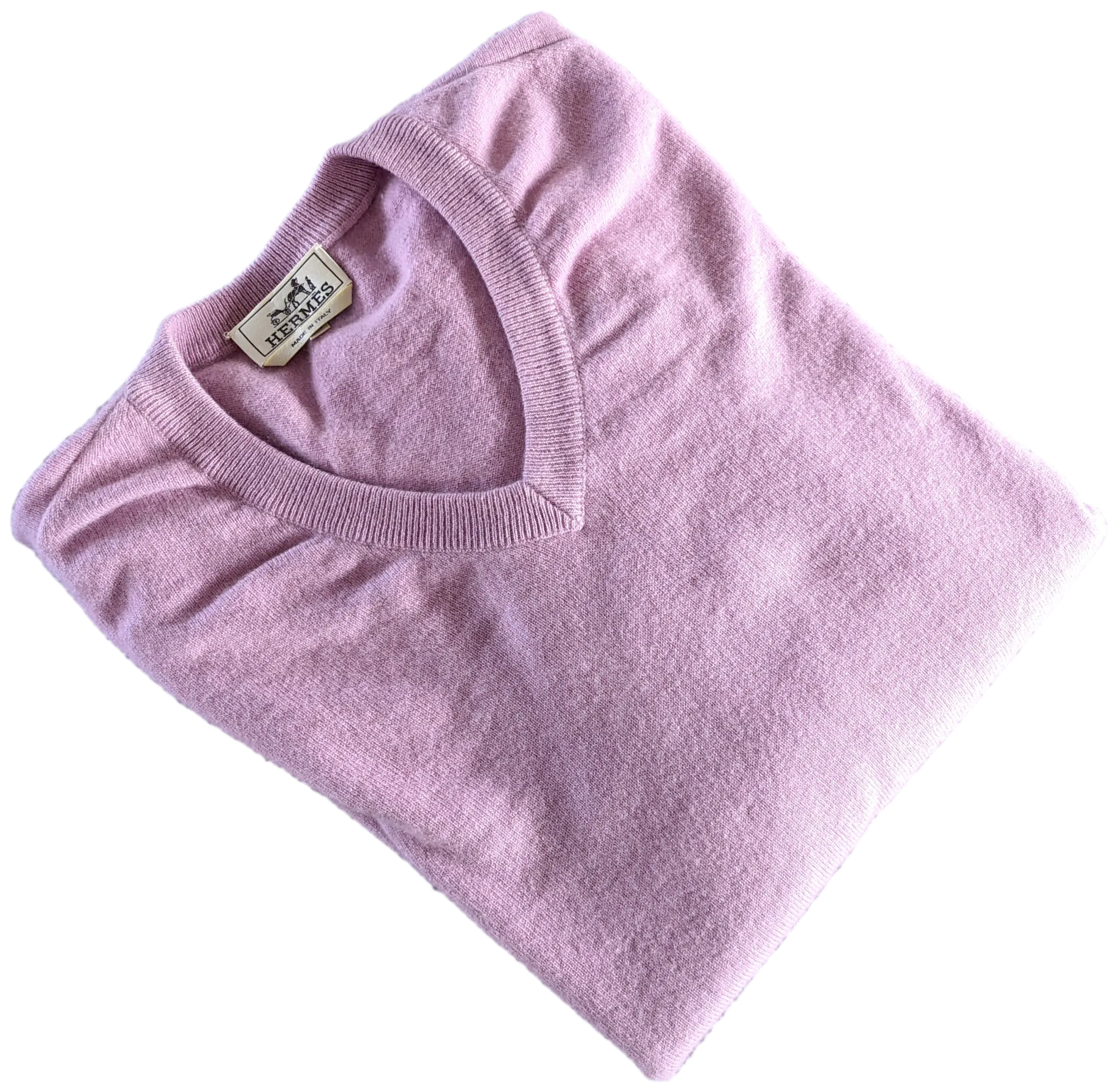 Hermes Men's Lilas 100% Cashmere Classic V-Neck Sweater SzXXL