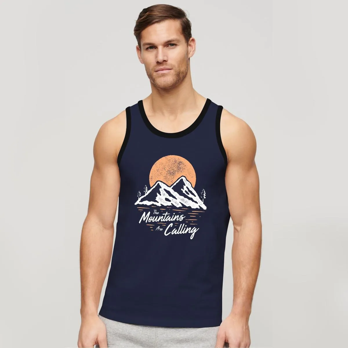 HG "Mountains" Printed ActiveFit Sleeveless Vest - Dark Navy