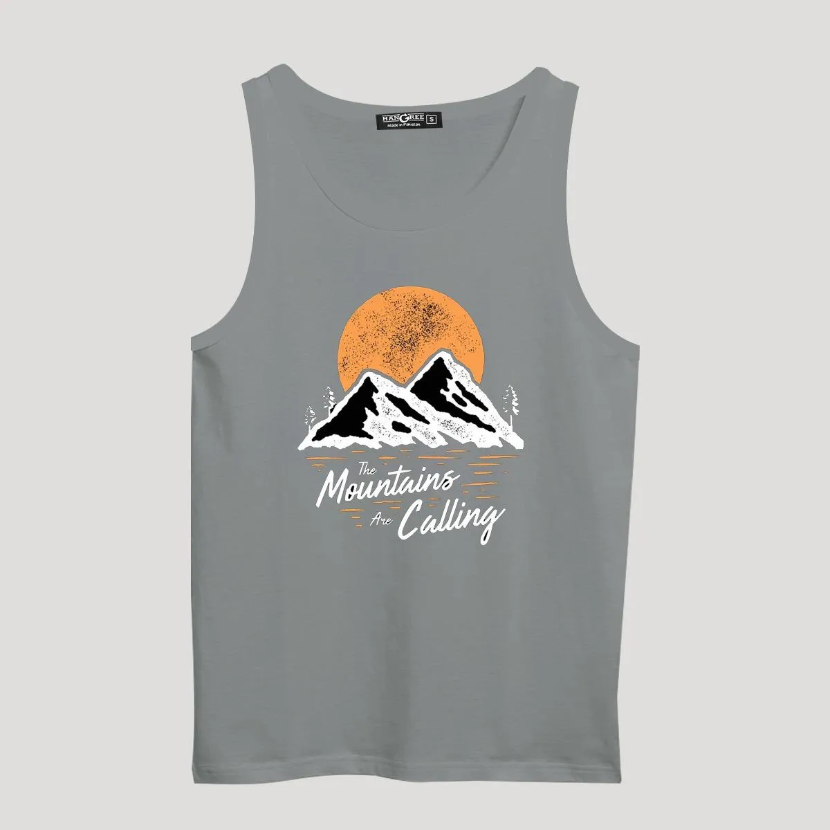 HG "Mountains" Printed ActiveFit Sleeveless Vest - Silver Gray