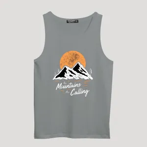 HG "Mountains" Printed ActiveFit Sleeveless Vest - Silver Gray